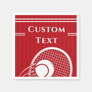 Bright Red Stripe Tennis Player Coach Birthday Pappersservett