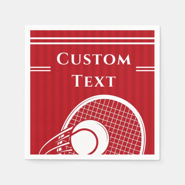 Bright Red Stripe Tennis Player Coach Birthday Pappersservett (Framsidan)