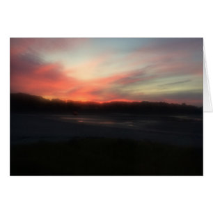 Bright Red Sunrise Tidigt Morn på oceanen Hälsningskort