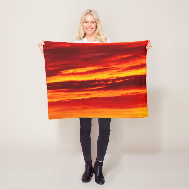 Bright Red Sunset Fleecefilt (På plats)