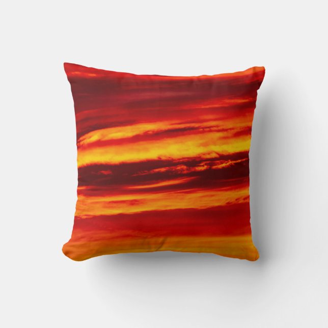 Bright Red Sunset Kudde (Framsida)