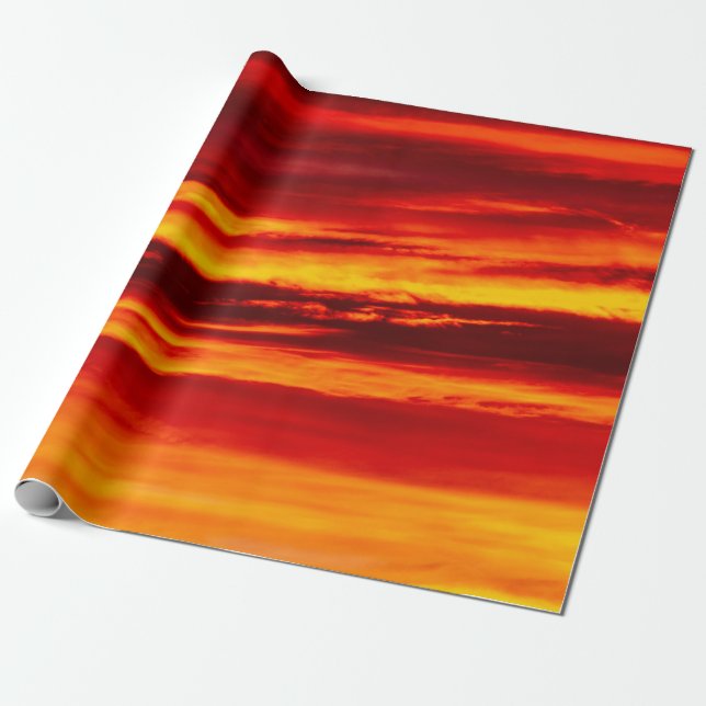 Bright Red Sunset Presentpapper (Utrullad)