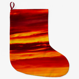 Bright Red Sunset Stor Julstrumpa