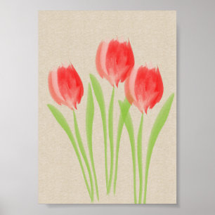 Bright Red Vår Tulips Poster