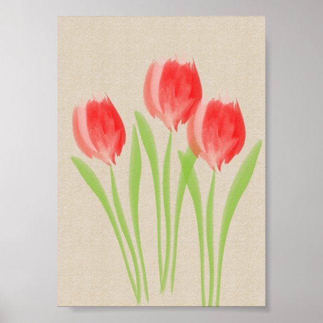 Bright Red Vår Tulips Poster (Framsidan)