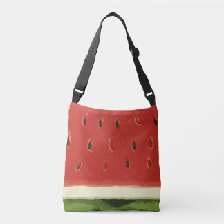 Bright Red Watercolor Watermelon Crossbody Tote Axelväska