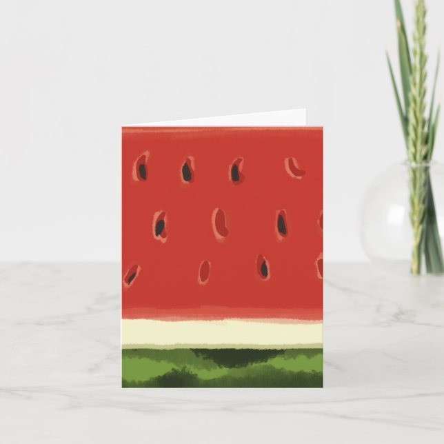 Bright Red Watercolor Watermelon Greeting Card Kort (Framsida)