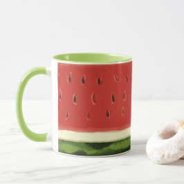 Bright Red Watercolor Watermelon Grönt Mugg