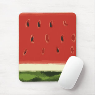 Bright Red Watercolor Watermelon Mousepad Musmatta