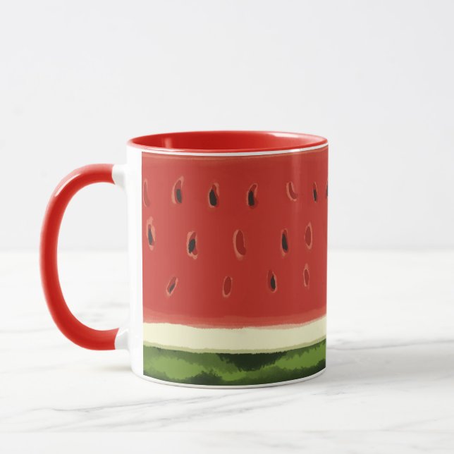 Bright Red Watercolor Watermelon Mugg (Vänster)