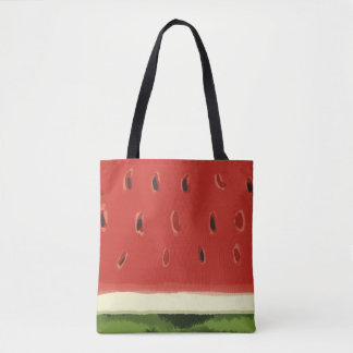 Bright Red Watercolor Watermelon Tote Tygkasse