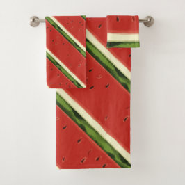 Bright Red Watercolor Watermelon Towel