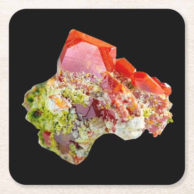 Bright Red Wulfenite Execimen Underlägg Papper Kvadrat (Framsidan)