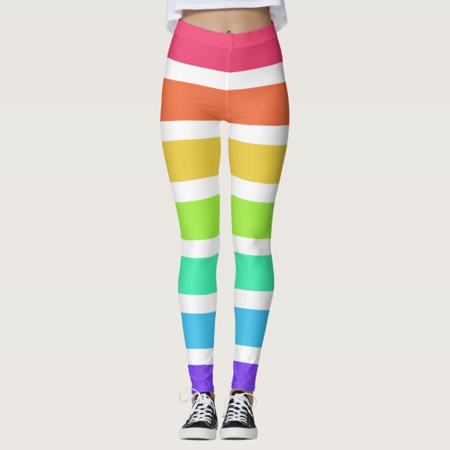 Bright regnbåge rand leggings (Framsida)