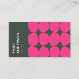 BRIGHT RETRO BIG HAND PLOCKADE ROSA GRÅTT POLKA D VISITKORT