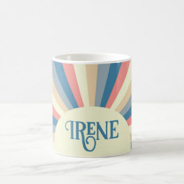 Bright Retro Blue Rosa Beige Soft Rainbow Sol Ray Kaffemugg