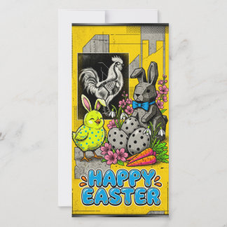 Bright retro card celebrating Easter  Julkort