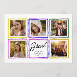 Bright Retro Grad Photo Collage Frames Graduation  Meddelande