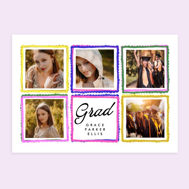 Bright Retro Grad Photo Collage Frames Graduation  Meddelande (Skapare uppladdad)