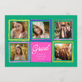 Bright Retro Graduate 5 Photo Collage Graduation  Meddelande