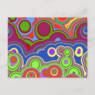 bright retro hippie ringar vykort