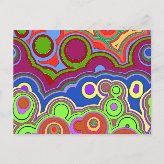 bright retro hippie ringar vykort (Framsida)