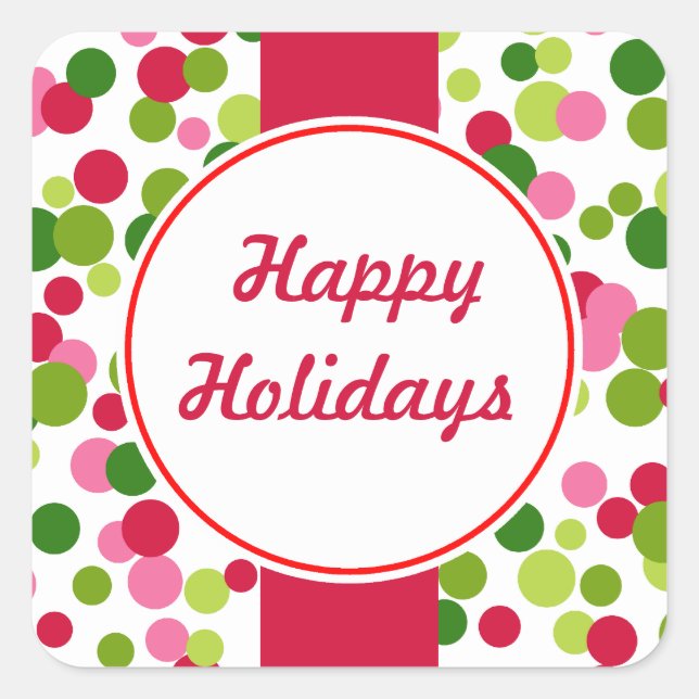 Bright Retro-julstämpling Fyrkantigt Klistermärke (Framsida)