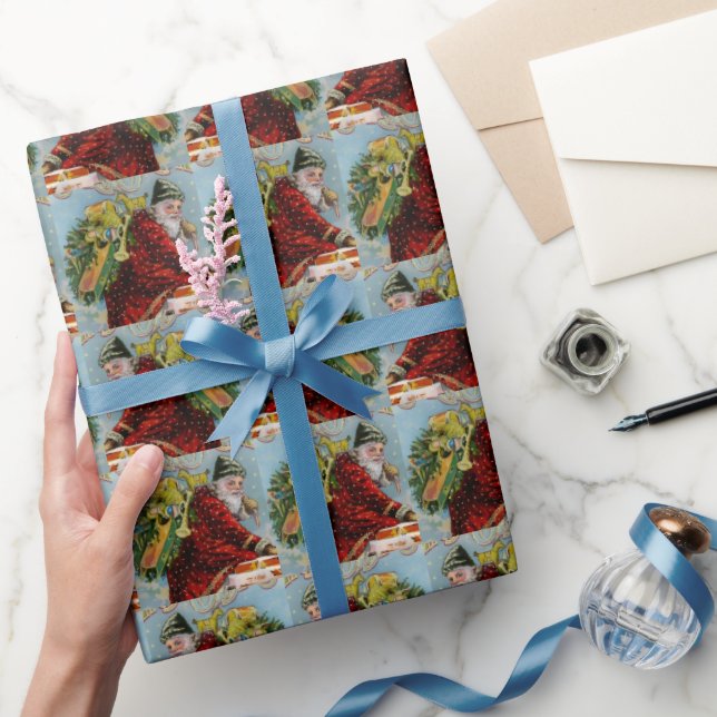 Bright Retro Santa Claus vintage christmas Presentpapper (Gifting)