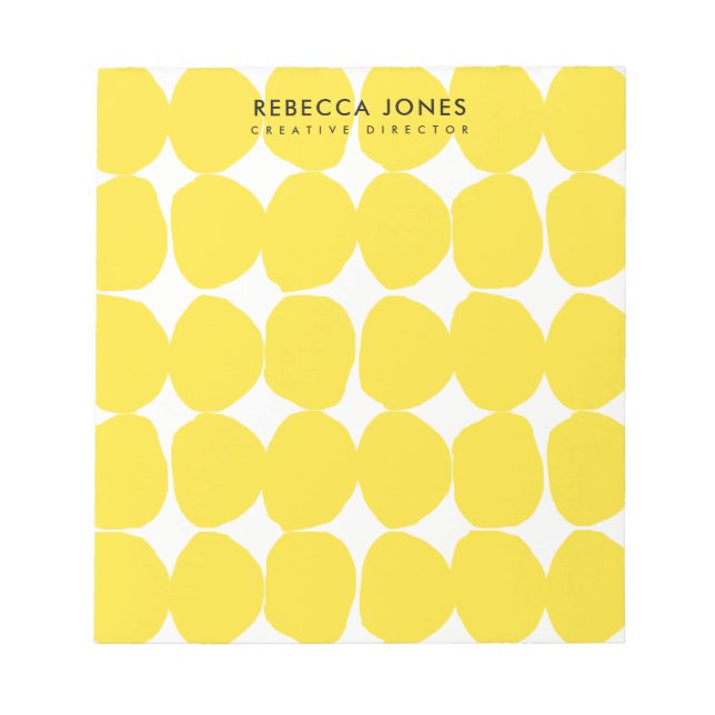 BRIGHT RETRO STGE HAND PLOCKADE GULT POLKA DOTS ANTECKNINGSBLOCK (Framsida)