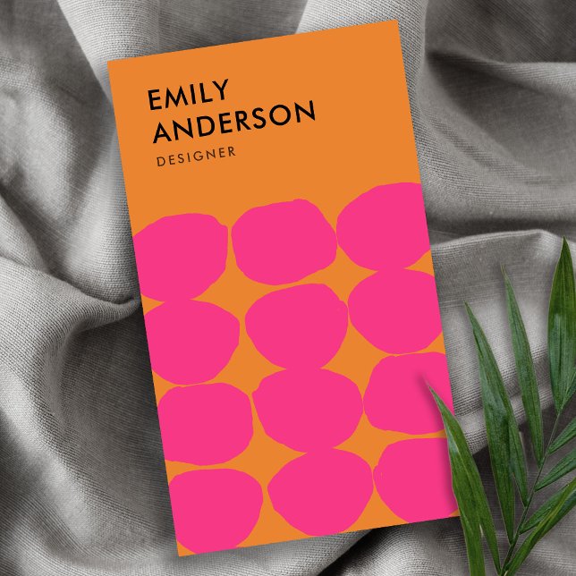 BRIGHT RETRO STORGE HAND PLOCKADE ROSA RUST POLKA  VISITKORT (Skapare uppladdad)