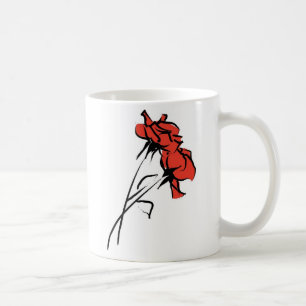 Bright Röd ros Brushstroke Kaffemugg