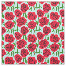 Bright Röd ros Fabric