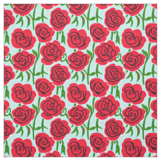 Bright Röd ros Fabric Tyg