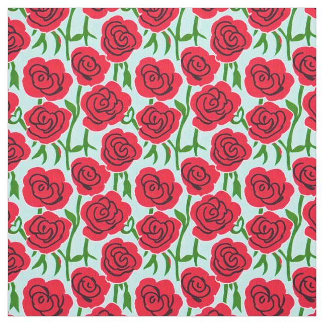 Bright Röd ros Fabric Tyg (Provkarta)