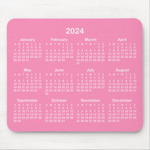 Bright Rosa and White 2024 Calendar Musmatta