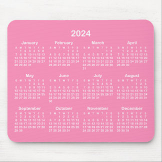 Bright Rosa and White 2024 Calendar Musmatta