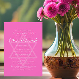 Bright Rosa Bat mitzvah Star av David Party Inbjudningar