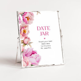 Bright rosa blommigt Datum för kvällstexter burk Poster