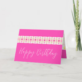 Bright Rosa Blommigt Kort