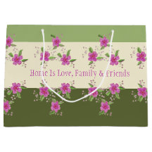 Bright Rosa Blommigt med Grönt