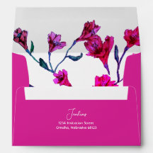 Bright Rosa Blommigt Watercolor Bröllop