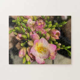 Bright Rosa blommor Jigszle Puzzle Pussel