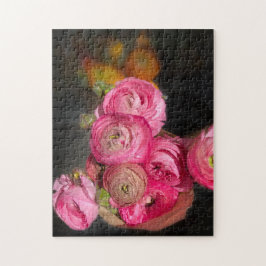 Bright Rosa blommor Jigszle Puzzle Pussel