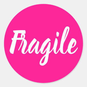Bright rosa, bräckligt trendig, modernt företag runt klistermärke