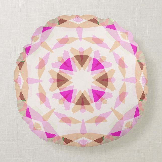 Bright Rosa Brown Star Dopamin Decor Eclectic Rund Kudde (Framsidan)