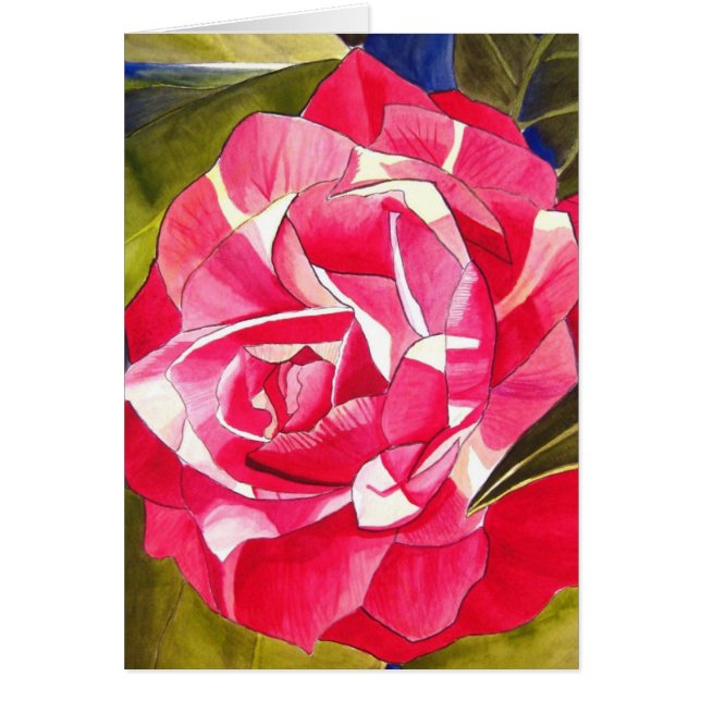 Bright rosa Camellia-blomma Hälsningskort (Framsidan)