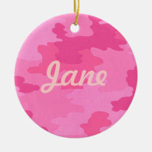 Bright Rosa Camouflage Namn Ornament