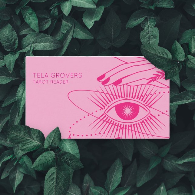 Bright Rosa Chic Modern Mystic Öga Tarot Reader Visitkort (Skapare uppladdad)