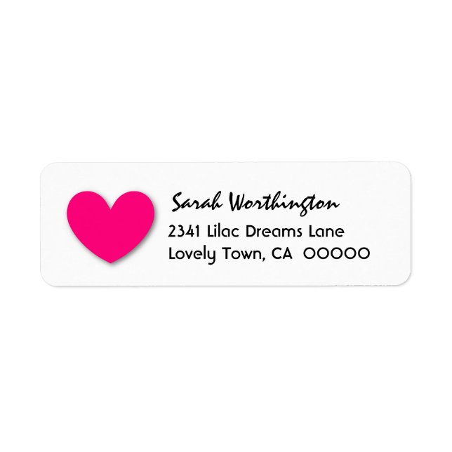 BRIGHT ROSA Cute 3D Titta Heart A04 Returadress Etikett (Framsidan)