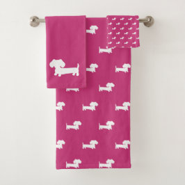 Bright Rosa Dachshund 3- biet Bath Towel Set